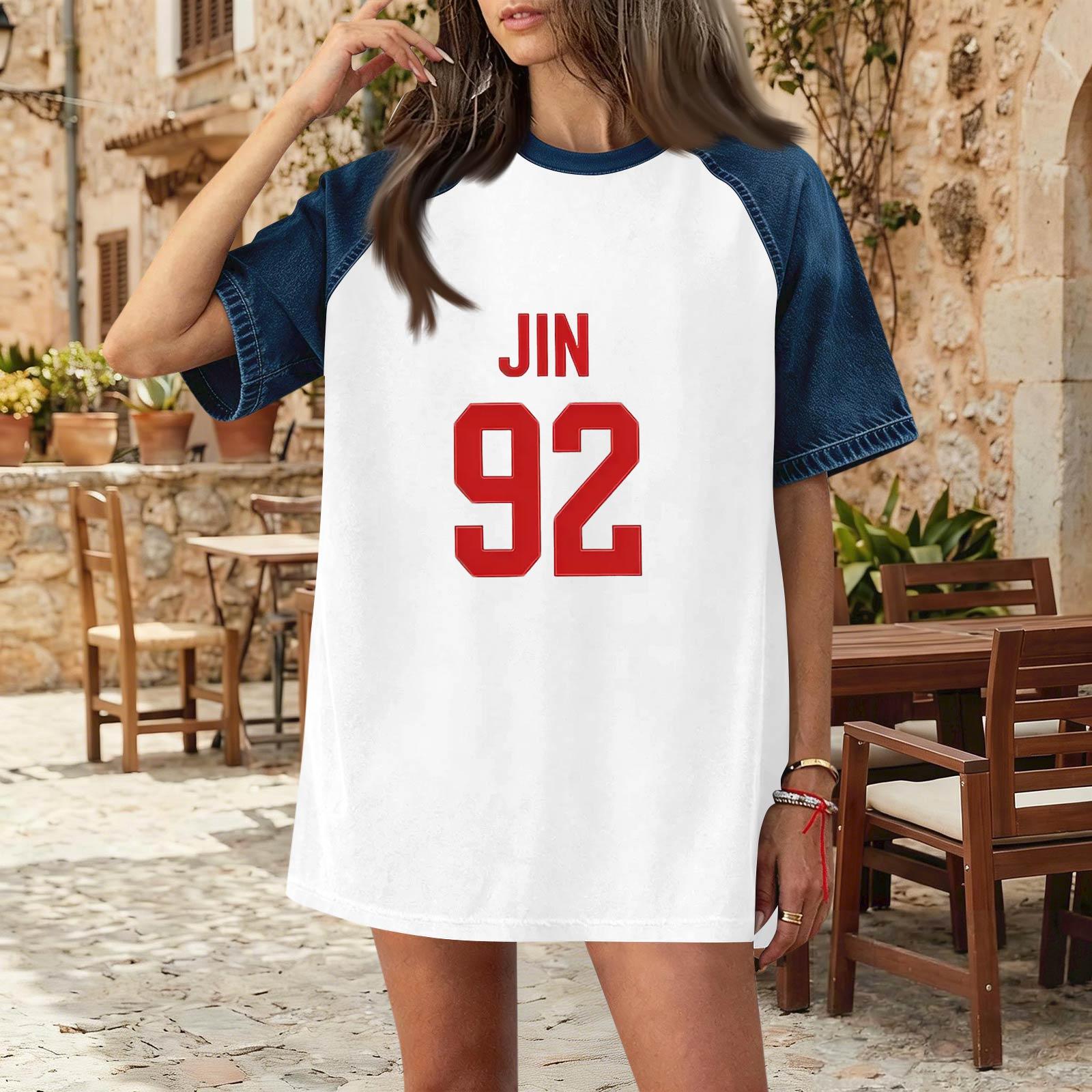

Women s Denim Patchwork Top, Casual Short-sleeved Comfortable T-shirt, Fashionable For Spring And Summer. XL білий