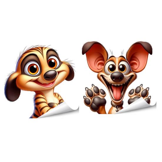 Adesivos Estáticos para Janela Animais Engraçados em Desenho Animado Decalque de Janela Reutilizável Adesivo Impermeável Removível para Quarto Escritório Casa Portas de Vidro Decoração de Janela