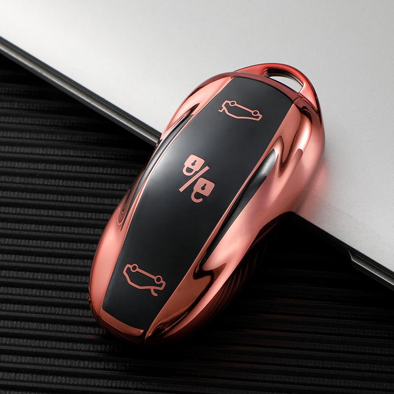 For Tesla Model 3 X S Model Y Bag Protector Fob Band Shell Holder Keychain TPU Car Smart Key Case Cover Accessories
