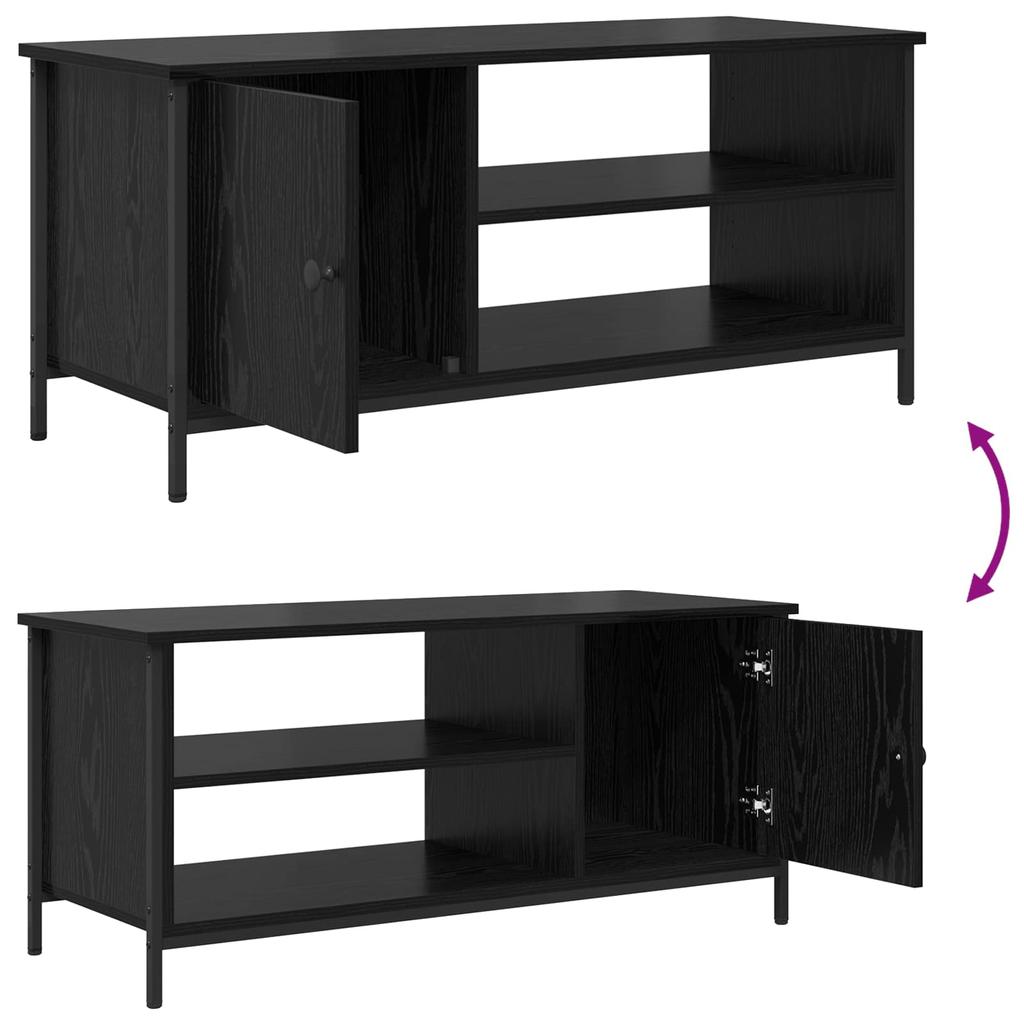 TV Cabinet in Black Oak Look 100 x 40 x 45 cm Particleboard
