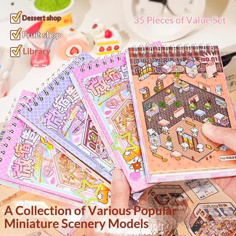 Mini Scene Building Sticker Book Waterproof Stickers Set 35 Sheets 10 Scenes Diy Journal Scrapbook Card Making Decor Supplies
