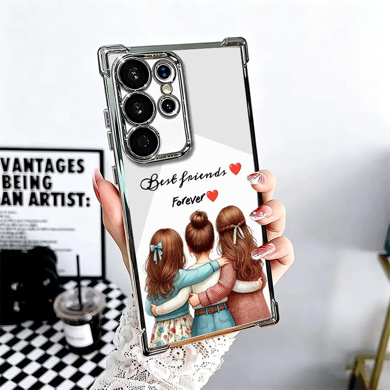 

Best Friends Forever Girls Plating Phone Case For Samsung Galaxy S24 S25 FE S26 Edge S23 Ultra S22 S21 Plus S20 Anti-Fall Airaba Samsung S21 Plus
