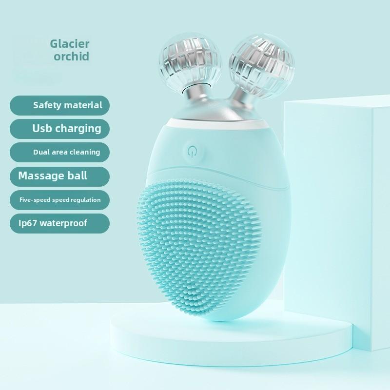 Roller electric silicone facial cleanser for cleaning pores, blackheads, oil lifting, firming, and vibrating facial cleanser
