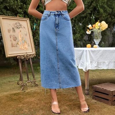 Lässiger, schlankmachender Jeansrock in A-Linie für Damen mit hoher Taille