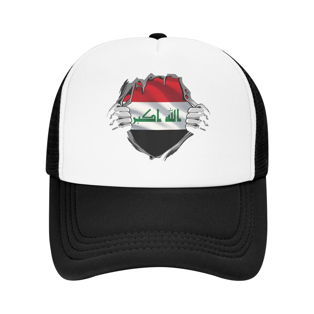Iraq Flag Proud Iraqi Mesh Baseball Cap Unisex Fashion Trucker Worker Cap Hats Adjustable Fishing Hat Summer Trucker Hats
