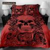 Duvet Cover Set Black Skull SkeletonPaisley Floral Gothic Luxury Soft Bedding Set Comforter Cover Halloween Decor,Queen Size