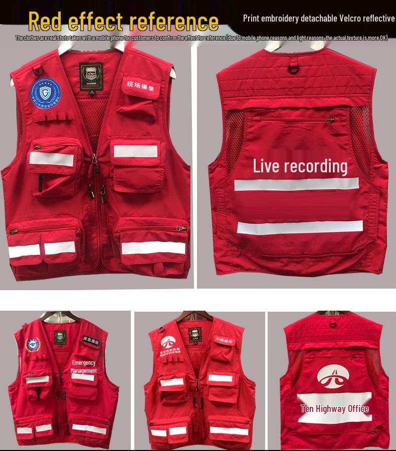 Custom Emergency Rescue Reflective Vest with Logo for Red Cross, Volunteer, and Communication Liaison