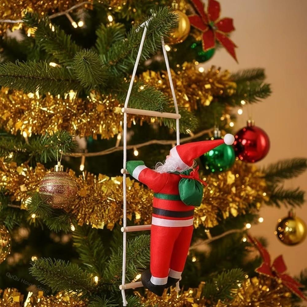 Rope Ladder Climbing Santa Decoration Soft Hanging Decoration Santa Pendant Christmas Tree Decor