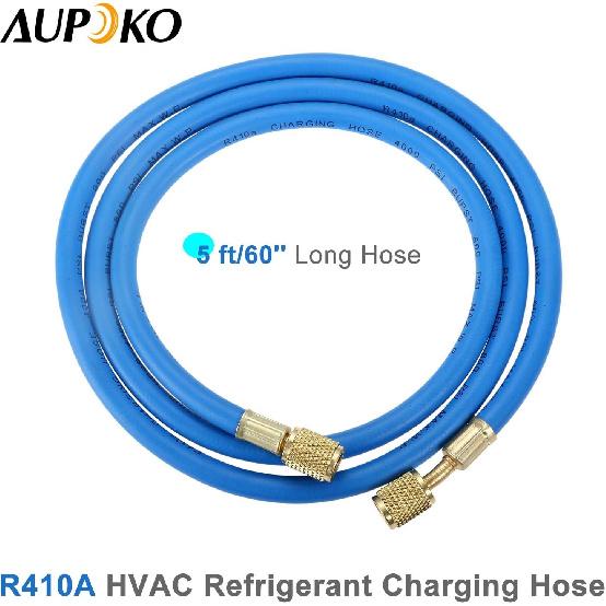R410A AC Refrigerant Charging Hoses, 60’’ R410A HVAC Charging Hose with 1/4’’