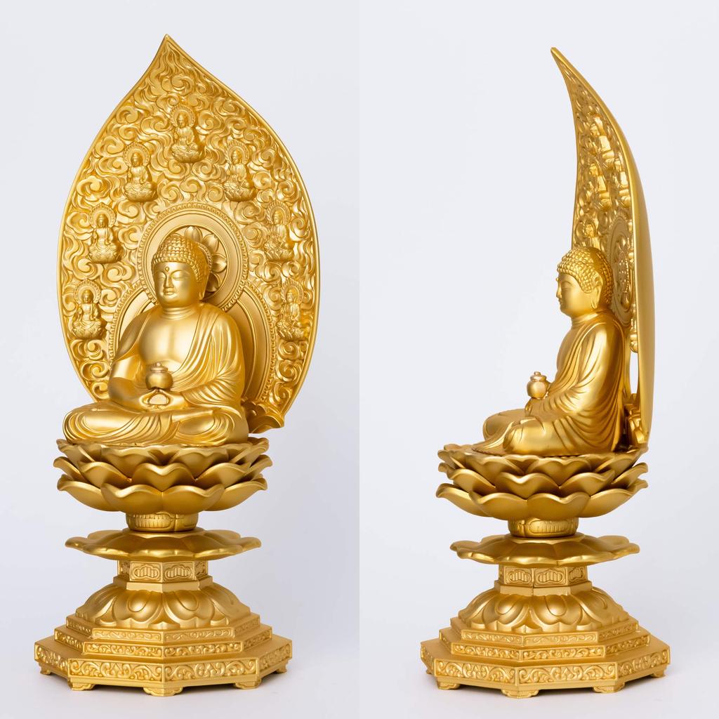Sitzender Yakushi Nyorai Buddha 18cm Shuun Rinzai Takaoka Bronzeguss Nyorai Statue, (vergoldet/24k Gold), Bildhauer Makita, Modell „Tendai, Shingon,
