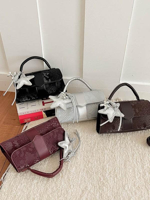 Women's 2026 Niche Snakeskin One-Shoulder Crossbody Handbag with Versatile Star Charm