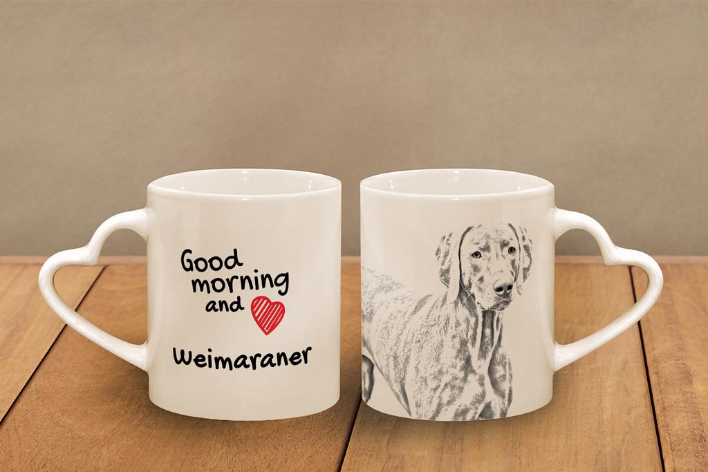 Weimaraner, Grey Ghost - cup with a dog, adorable cup with a heart-shaped handle, universal gift from the Art-Dog brand