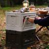 Foldable Outdoor Camping Storage Box with Wooden Lid