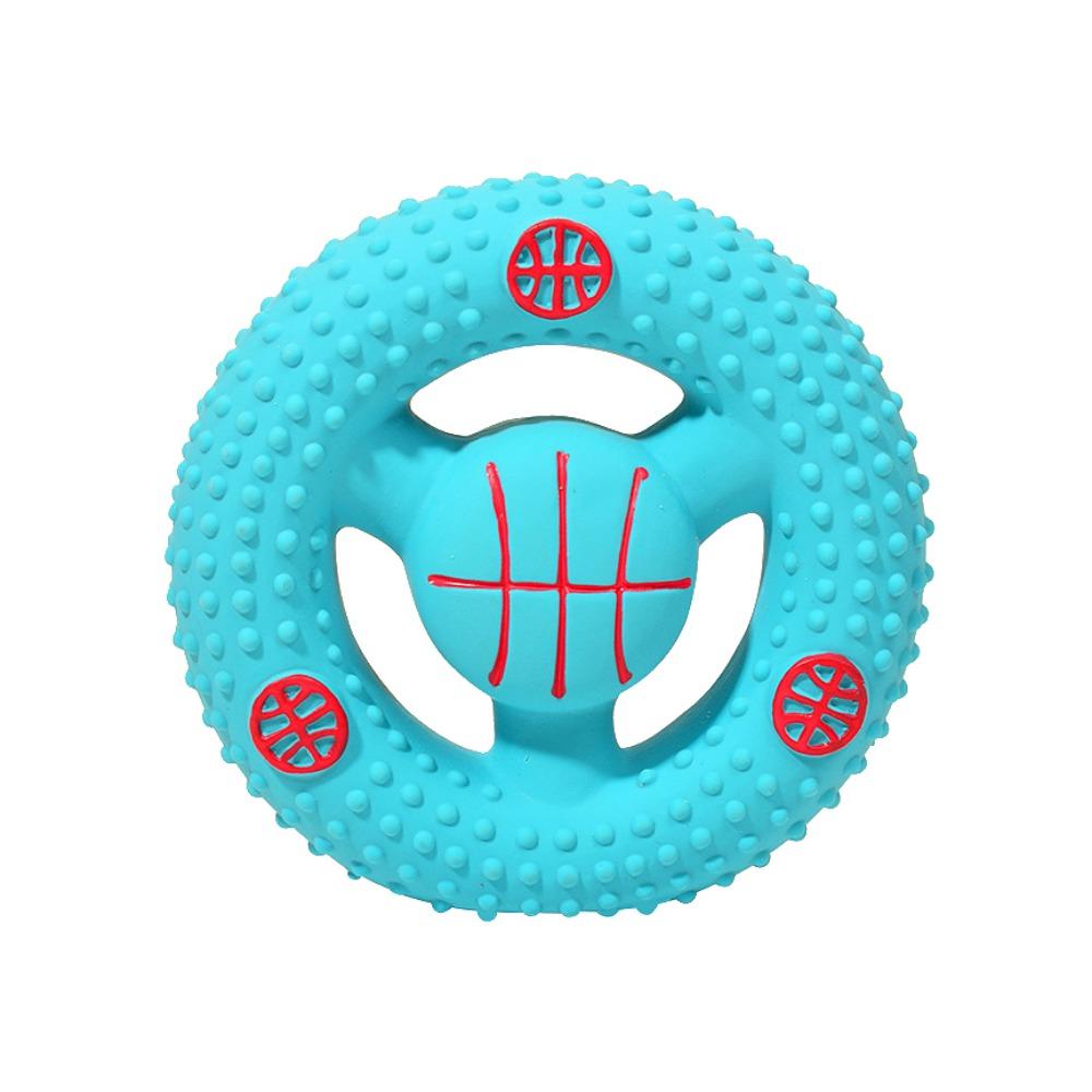 Brinquedos Sonoros de Látex para Animais de Estimação em Forma de Volante com Padrão de Futebol/Basquete Brinquedo Mastigável para Cães Filhote