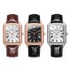 Aroncent Men's Square Waterproof Wristwatch Roman Analog Leather Belt Antique Simple Stylish