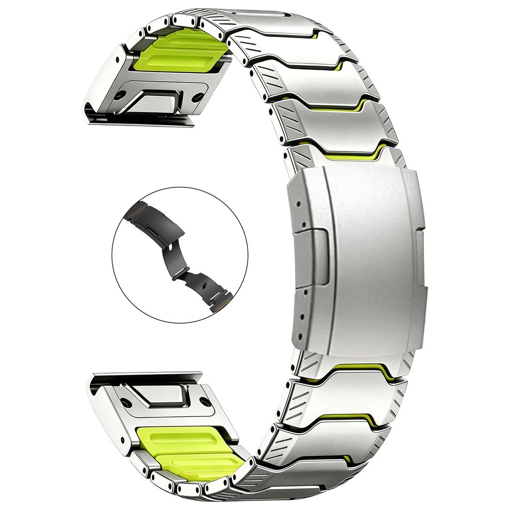 Cinturino QuickFit in Titanio + Silicone da 22/26 mm per Garmin Fenix 8 47/51 mm E 7 7X Pro 6 6X Cinturini per Tactix 8 Enduro 3 Braccialetto