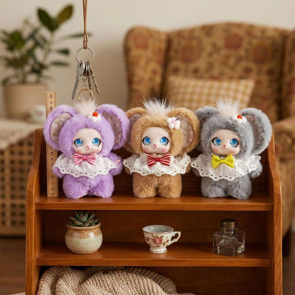 Bowknot‘ Plush Rabbit Doll Keychain Big Ear Rabbit Hanging Ornament Birthday Gift