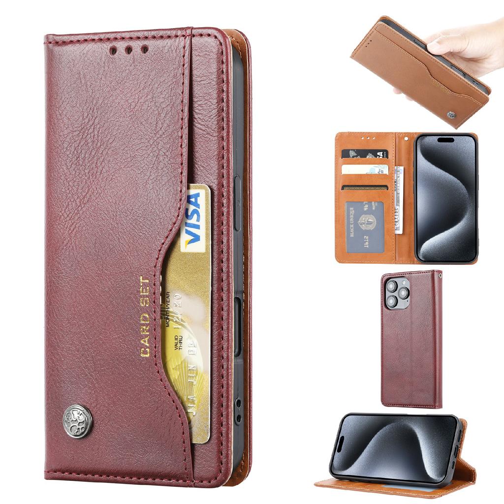 For iPhone 16 Pro Max Cell Phone Case Magnetic Closing PU Leather Stand Cover