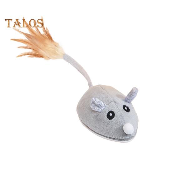 Elektrisches Maus-Katzenspielzeug, wiederaufladbar über USB, interaktives Kätzchenspielzeug mit Federschwanz, automatisch bewegliche Plüschmaus für Hauskatzen