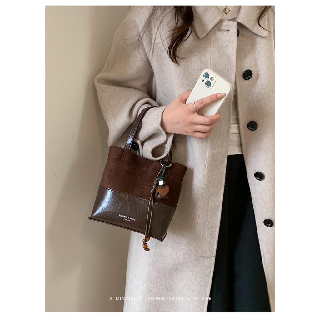 IELGY Ladies Messenger Bag Retro Portable Suede Tote Bag