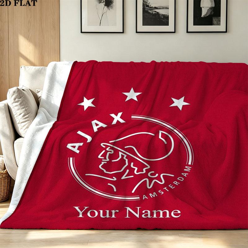 1PC AFC Ajax Custom Name Patterned Flannel Blanket Suitable For All Seasons for Home Decor Warmth and Comfort Gifts Holiday Present
