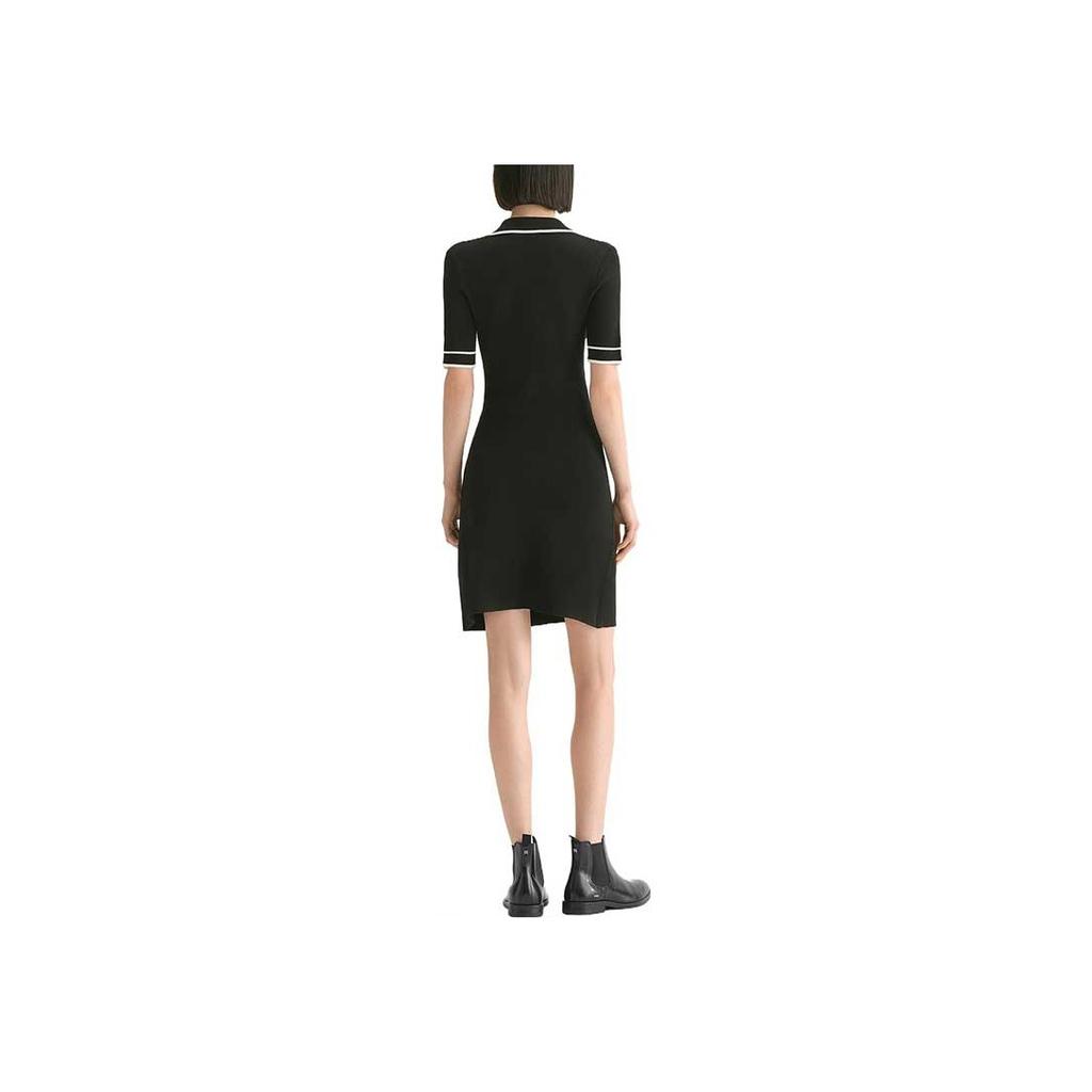 Karl Lagerfeld Elegant V-Neck Button-Up Short Sleeve Dress Women Dress Black E33L1363