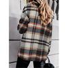 Women's  Fall Winter Plaid Wool Blend Shirt Jacket, Long Sleeve Loose Button Down Coat With Pocket, European American Style Casual Outerwear