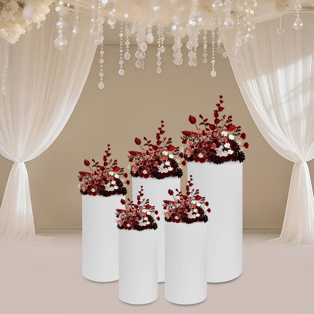 5 Pcs Dessert Stand White, Modern Cylindrical Cupcake Cake Display Rack, Heavy Duty Iron Multi-level Stand