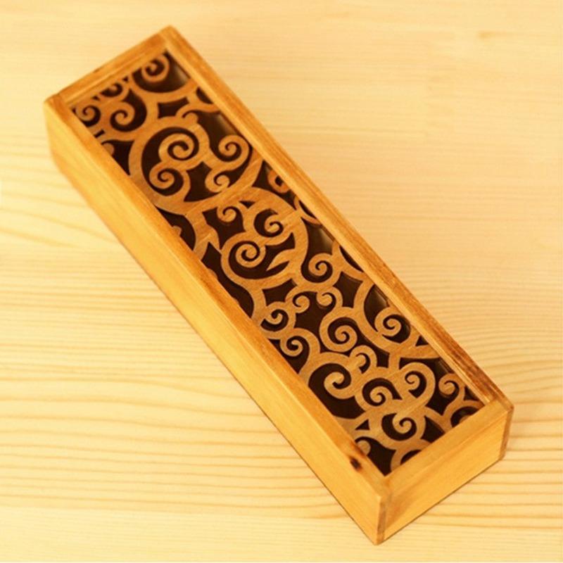 Scatola portaoggetti per trucchi, portapenne, scatola portaoggetti in legno cavo, cassetto per gioielli, portapenne, cancelleria, scatola regalo per la scuola