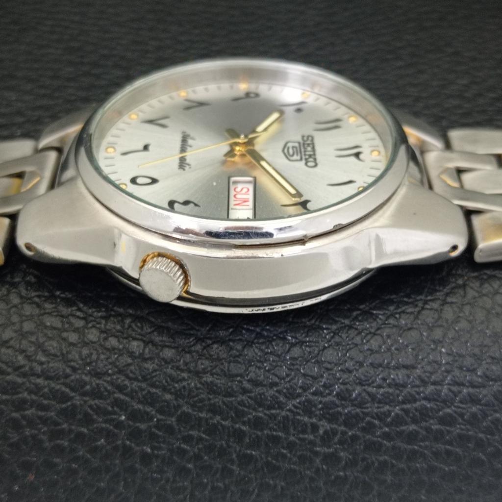 GENUINE VINTAGE SEIKO 5 AUTOMATIC JAPAN 7S26A MENS SILVER DIAL WATCH a702462-5 R124-a702462