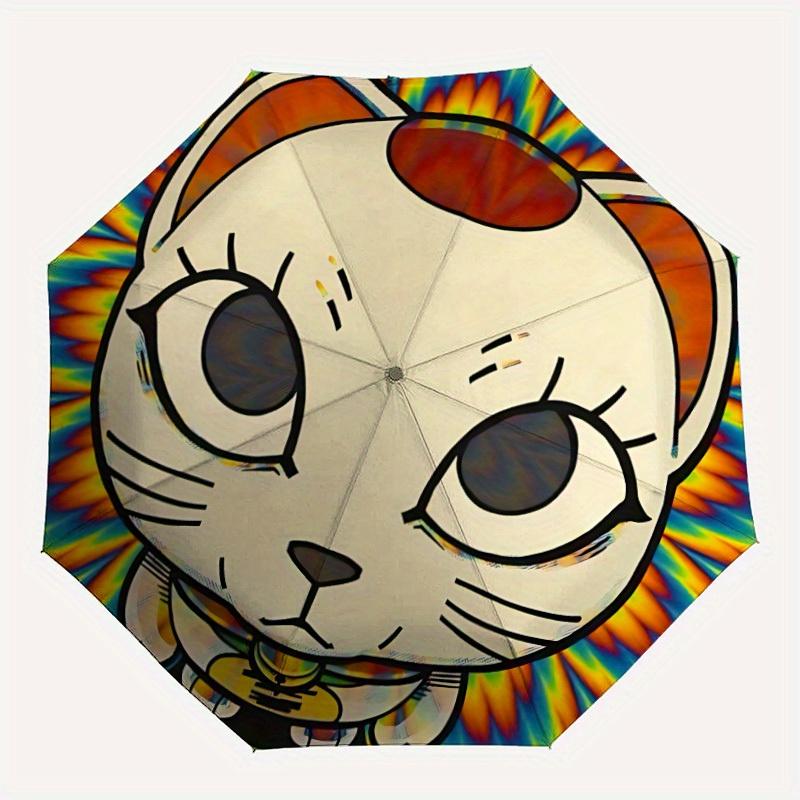 

1pc Tie-Dye Cat Automatic Open/Close Umbrella, Portable Folding Umbrella for Travel, Themed Events, It is suitable as a gift for various festivals, Ou