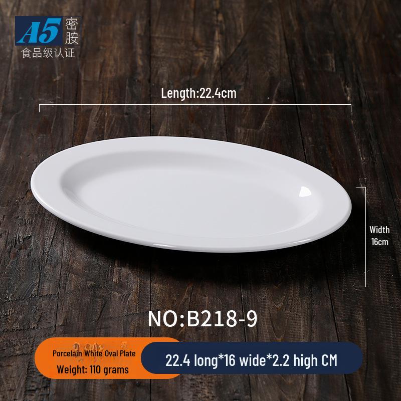 Melamine White Oval Fish Plate – Thickened Imitation Porcelain, 16-inch Large for Hotels