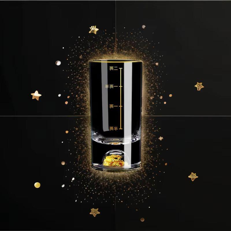 100ml Goldfolie Kristall Kleines Weinglas Transparentes Trinkgeschirr 4er Set Goldrand Glasbecher Whiskey Wodka Ausländische Weingläser