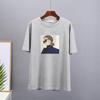 Hirsionsan Elegant Character Printed T Shirt Women Summer Chic Casual Tees Cotton Jumper Clothes Oversized Pullover Female Tops