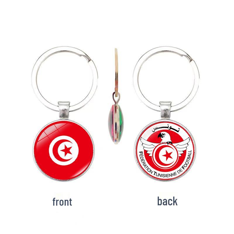 World Cup Top 32 National Flags & Team Emblems Double-sided Keychain