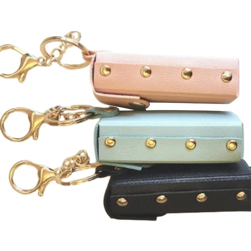 Luxuriöse Leder Lippenstifttasche Schlüsselanhänger Exquisite Aufbewahrungstasche Anhänger Lippenbalsamtasche Schlüsselanhänger Damen Accessoires Schmuck