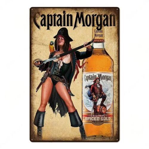 

Captain Pirate Themed Vintage Metal Tin Sign Bar Man Cave Decor 20x30cm（7.8x11.8inch）