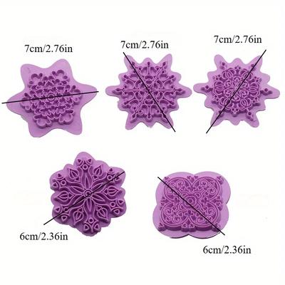 5pcs/set Mandala Lace Pattern Emboss Stamp Polymer Clay Earring Texture Soap Pottery Ceramic Impression Dotting Tools Art Hobby