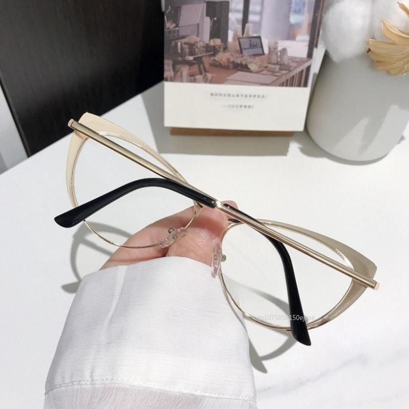 Vintage Metal Cat-Eye Myopia Glasses Ultra Light Hd Blue Light Blocking Eyeglasses Prescription Myopia Eyewear  0 To -4.0
