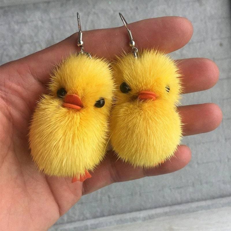Lovely Dangle Earrings Sweet Cute Yellow Duck Pendant Drop Earrings Statement Jewelry Fashion Small Hoop Earrings