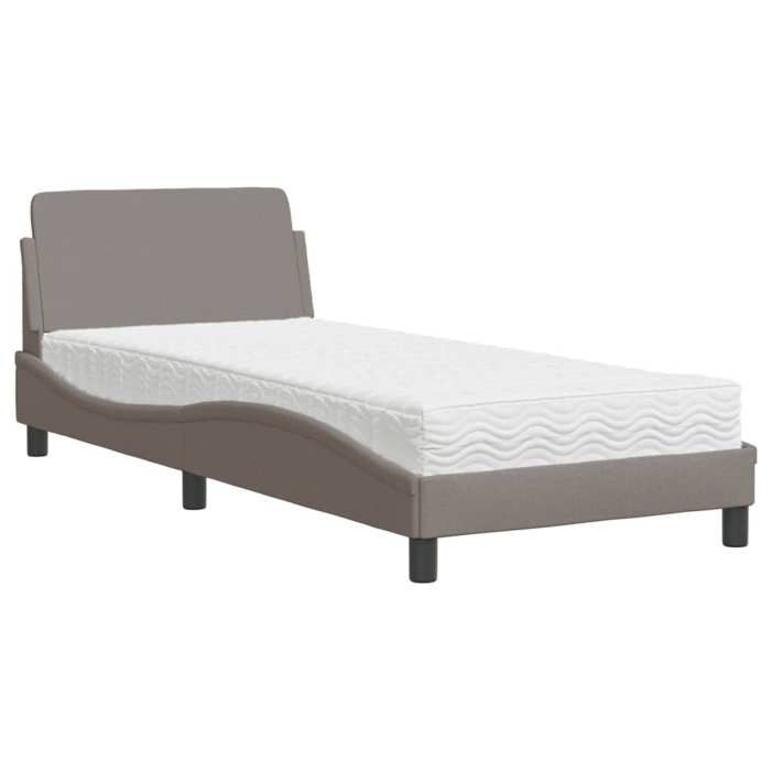 VidaXL Lit avec matelas taupe 90x200 cm tissu, meuble de chambre à coucher, lit simple, cadre de lit incurvé, sommier, lit 3208328