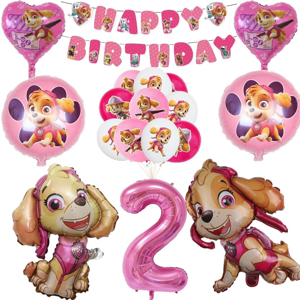 Roze Paw Patrol Verjaardagsfeest Decoratie Skye Wegwerp Servies Tafelkleed Bord Folie Ballonnen Babyborrel Meisjes Feestartikelen