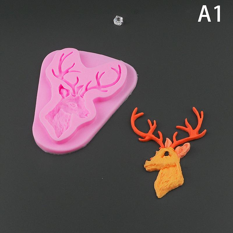 3D Christmas Reindeer/Pine Nut Leaf Wreath Silicone Mold Fondant Chocolate Mould Diy Clay Model Cake Decorating Tools Bakeware