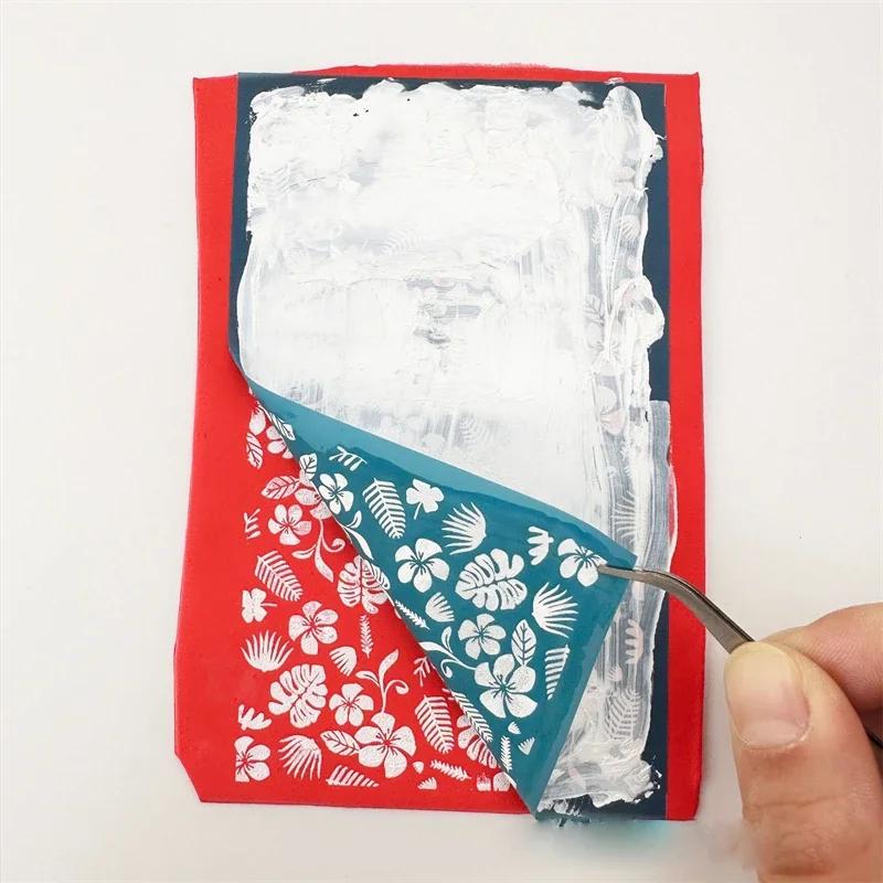 New Self-Adhesive Silk Screen Stencils for Polymer Clay Leaf Flower Decor Reusable Mesh Transfer Printing Earring Jewelry Making