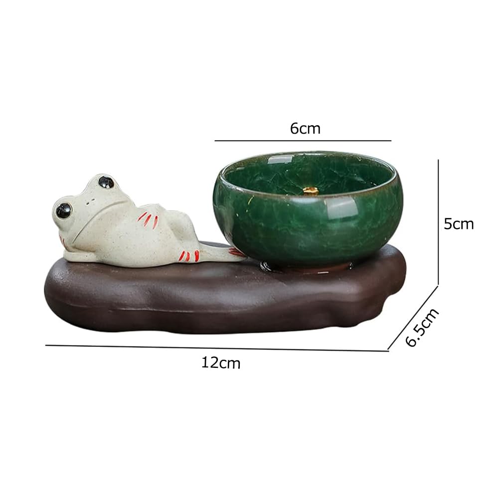 HIGHAWK Incense Burner, Stick or Spiral Incense Holder, Cute Ceramic Frog Ornament, Ideal for Study, Meditation, Sleep, and Home Decor (Frog C)