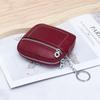 Women's Genuine Leather Mini Coin Purse with Zipper - Compact Storage for Driver's License, Lipstick, and Earphones.
