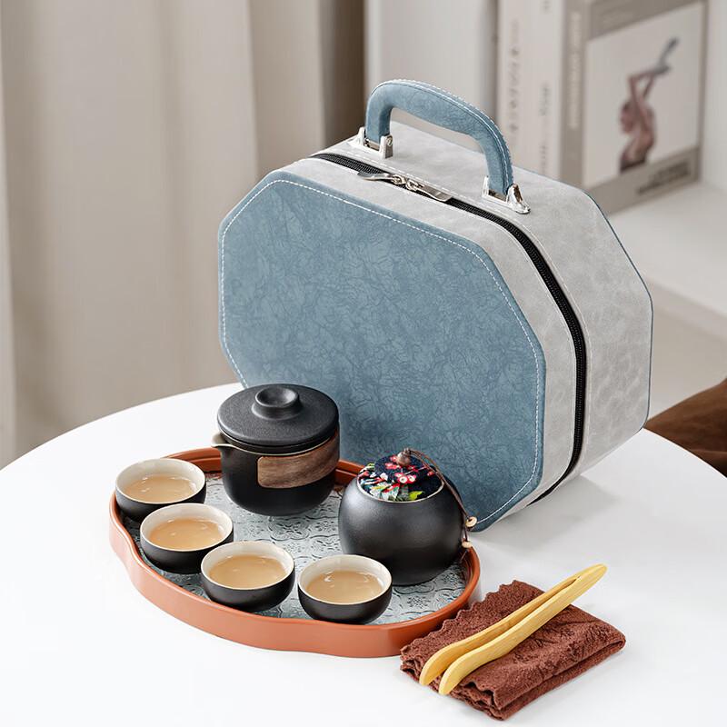 Chinese Green Mountain Coarse Pottery Travel Tea Set