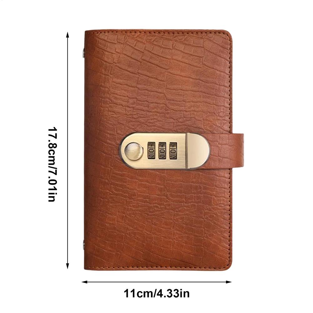 

Black/Brown PU leather Cash Saving Money Challenge Book with Password Lock 100 Pages Vintage Budget Planner & Password Journal коричневий