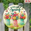 Spring Flower Jar Round Metal Wall Art Aluminum Floral Sign Home Decor Graduation Gift