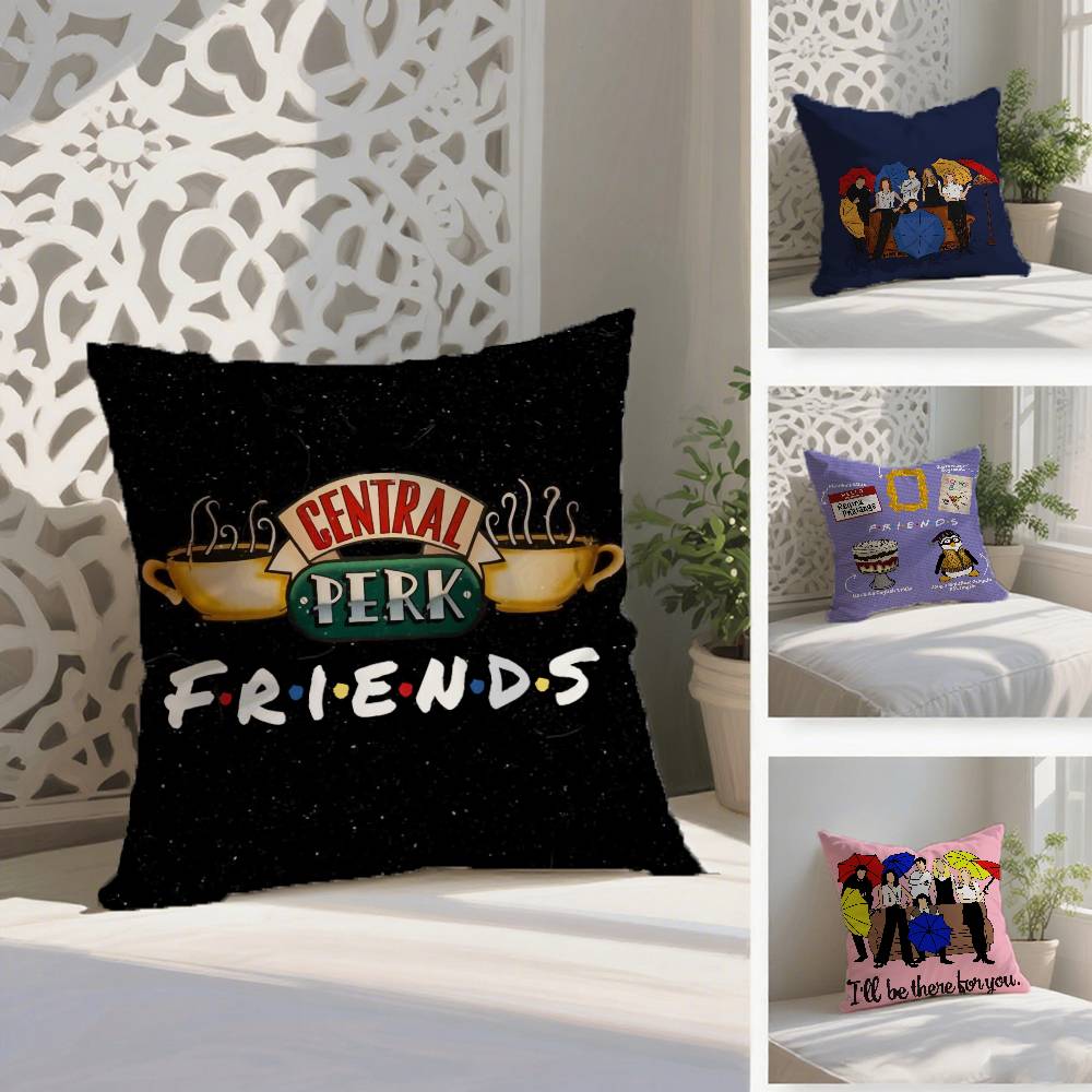 Klassische TV-Shows Friends-Berühmter Kissenbezug Milbenabweisender Kissenbezug Verdeckter Reißverschluss Seidiger Kurzplüsch Sofakissenbezug